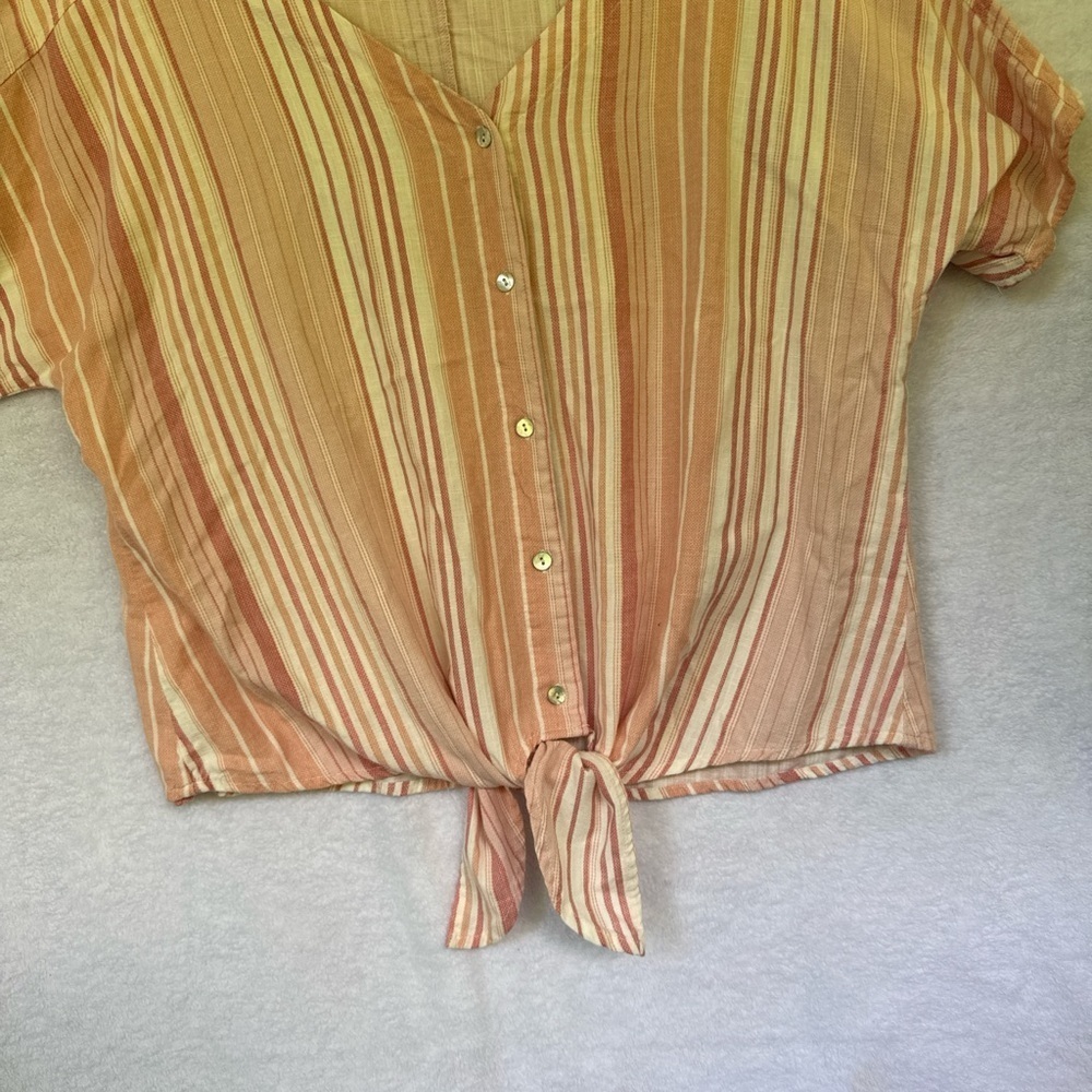 PLUS SIZE Como Vintage Pink and Cream Striped Blouse size XXL - Picture 5 of 9